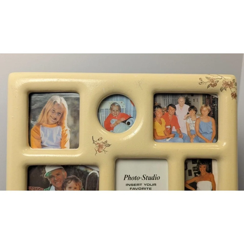 Vintage Photo-Studio Multi Opening Picture Frame 1977 Cream Floral Cottage Decor